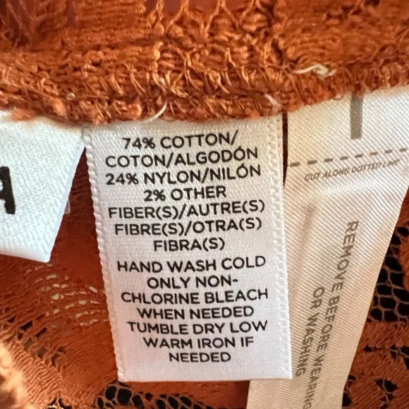 Loft Orange All Over Lace Short Sleeve Blouse - Medium - Picture 4 of 4